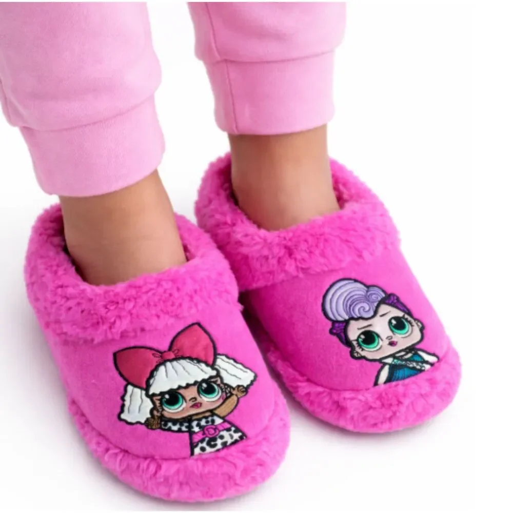 LOL Surprise Girls Pink Plush Slippers Diva Miss Punk Size 2-3